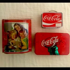 NWOT 3 Coca Cola Tins, 2 packs of Cards